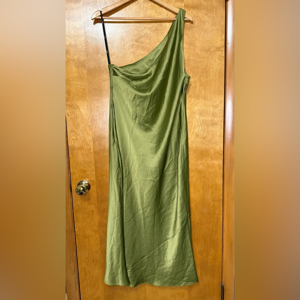 ASOS Elegant Green One Shoulder Dress size 14